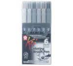 Stylo pinceau Koi Coloring Brush, étui de 6, gris