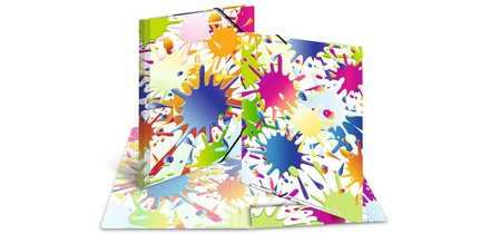 Chemise à élastiques 'Taches de couleurs', carton, A4