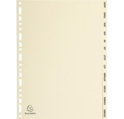 Intercalaires imprimés Carte peau 155g 12 positions de janvier à décembre - A4 - Ivoire