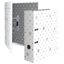 Classeur à levier 'Stars', pointillés en gris, A4