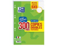 Copies doubles perforées, A4, quadrillé, avec marge