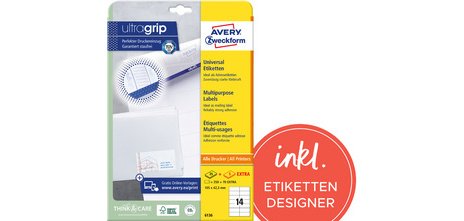 Étiquette universelle, 105 x 42,3 mm, blanc