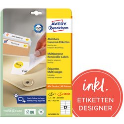 Étiquette universelle, 52,5 x 21,2 mm, blanc