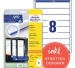 Etiquette pour dos de classeur, 38 x 192 mm