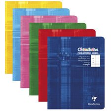 Clairefontaine, notizheft 17x22cm, 16 blatt doppellinie 3mm + zwischenlinie + rand - sortiert