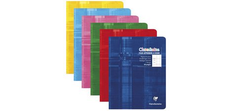 Cahier piqué 17x22 cm 32 pages double ligne 5 mm + marge - Assortis