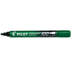Marqueur pilot 100 permanent pointe ogive fine 1/4,5mm      tout support resiste a l'eau  coloris vert