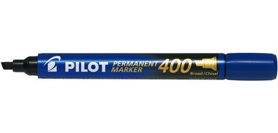Marqueur permanent MARKER 400 pointe biseautée large encre bleue