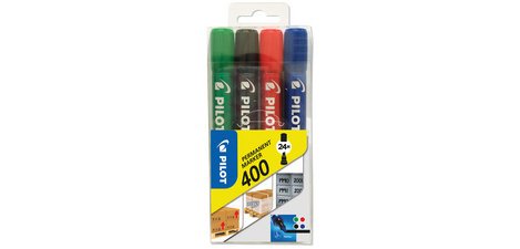 Marqueur permanent 400, pointe biseauté, étui de 4