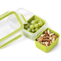 Boîte pour goûter à compartiments Clip & Go, transparent/vert