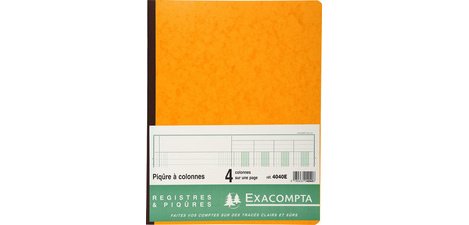 Piqûre 32x19,5cm 4 colonnes sur 1 page 31 lignes 80 pages - Couleurs assorties