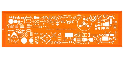 Normographe minerva électrographe standard n.13a en plastique coloris orange