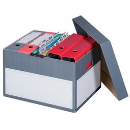 Archief/transportdoos L met deksel smartboxpro, grijs