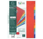 Intercalaire A4+ carte lustrée colorée Exacompta 12 onglets neutres - Coloris assortis - 1 jeu
