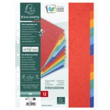 Intercalaire A4+ carte lustrée colorée Exacompta 12 onglets neutres - Coloris assortis - 1 jeu