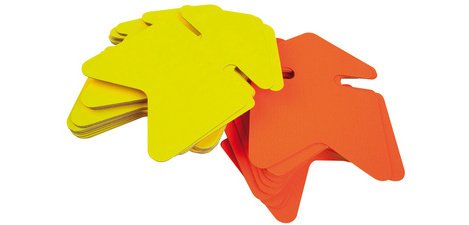 Flèches de signalisation effaçables jaune fluo et orange fluo APLI, 16 x 24 cm, carton 680 g/m², lot de 10