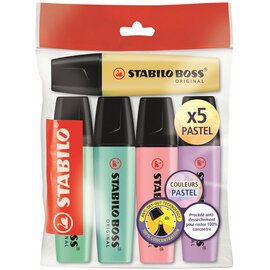 Markeerstift BOSS ORIGINAL PASTEL - eco pack van 5 stuks