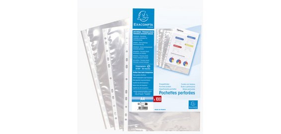 Pochette perforée, A4, PP, transparent