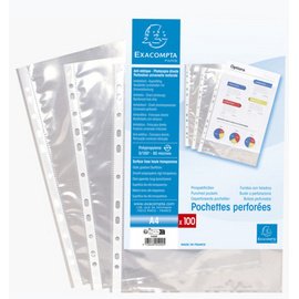 Sachet de 10 pochettes perforées polypropylène lisse 6/100e - A4 - Cristal