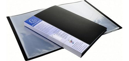 Protège-documents en polypropylène rigide avec porte étiquette 3 faces Up Line Opaque 120 vues - A4 - Noir