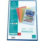 Chemises coin polypropylène grainé Exacompta A4 polypropylène 12/100e incolore - Paquet de 50