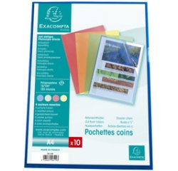 Chemises coin polypropylène grainé Exacompta A4 polypropylène 12/100e incolore - Paquet de 50