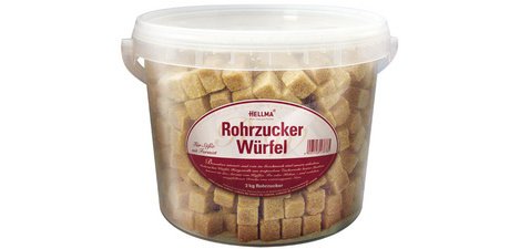 Brown sugar cubes, in a bucket