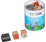 Kit de tampons à motif 'chevaux & ferme', boîte ronde