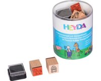 Kit de tampons à motif 'chevaux & ferme', boîte ronde