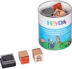 Kit de tampons à motif 'chevaux & ferme', boîte ronde