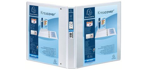 Classeur personnalisable rigide 3 poches KreaCover - 2 anneaux en D 20mm - A5 - Blanc