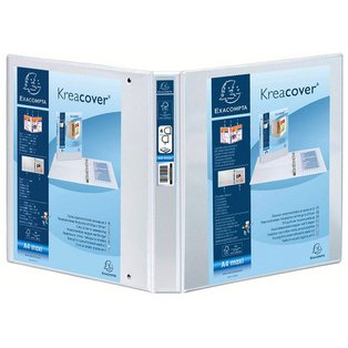 Classeur personnalisable rigide 3 poches KreaCover - 2 anneaux en D 20mm - A5 - Blanc