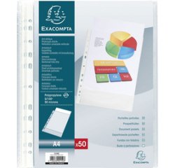 Pk 100 Punch Pockets PP A4 0.05mm Grain - Crystal