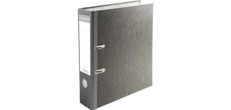 Ordner Standard wolkenmarmoriert, mit 2 Ringen, 50mm Rücken farbig PREM'TOUCH, 32x29cm für DIN A4 - Grau - Rücken grau