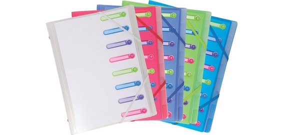 Trieur polypropylène chromaline Exacompta 3 rabats Chromaline 8 divisions couleurs assorties