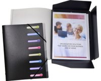 Multipart file with 3 flaps and elastic straps, Opak polypropylene 8 compartments - A4 size.