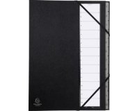 Multipart file Ordonator with expandable spine and stiff cover, 12 numerical tabs 1 to 12 - Black