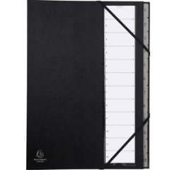 Sorteermap Ordonator® - 12 indelingen - genummerde tabs van 1 - 12 - Zwart