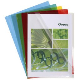 Etui carton de 100 pochettes coin PVC lisse haute résistance 13/100e - A4 - Vert