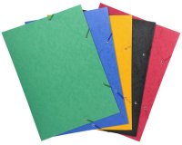 3-flap folder with elastic straps 600gsm hard glazed mottled pressboard - A3 size - Blue