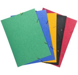 3-flap folder with elastic straps 600gsm hard glazed mottled pressboard - A3 size - Blue