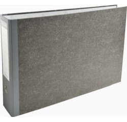 Ordner Standard wolkenmarmoriert, mit 2 Ringen, 80mm Rücken, für Format DIN A3 quer - Grau - Rücken grau
