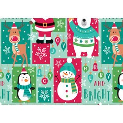 Papier cadeau de Noël 'ours bonhomme de neige'