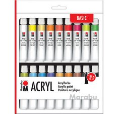 Kit de peinture acrylique, 18 x 12 ml, assorti