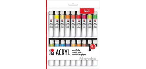 Acrylic paint set, 18 x 12 ml, assorted