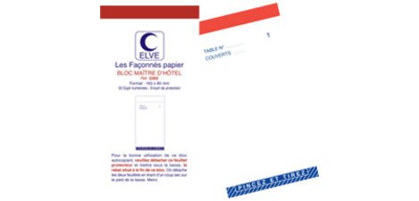 Bloc Maître d'Hôtel, 150 x 85 mm, 50 feuillets dupli
