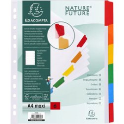 Tabbladen karton 160g - geplastificeerde gekleurde tabs + index - 6 tabs - A4 maxi - Wit