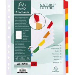 Tabbladen karton 160g - geplastificeerde gekleurde tabs + index - 12 tabs - A4 maxi - Wit