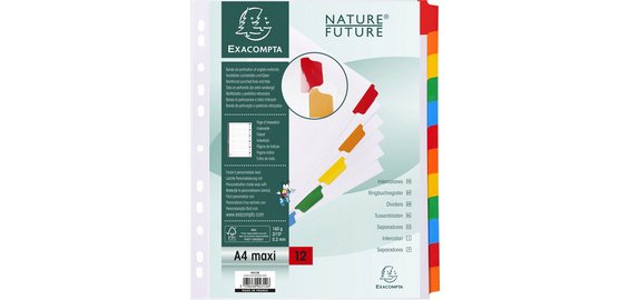 Exacompta, Register aus weißem Karton 160g, 12 farbige Taben, für Format DIN A4 Maxi - Weiß