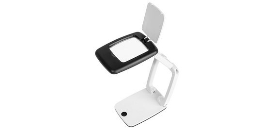 Loupe de table Pocket avec lumière LED, blanc/noir